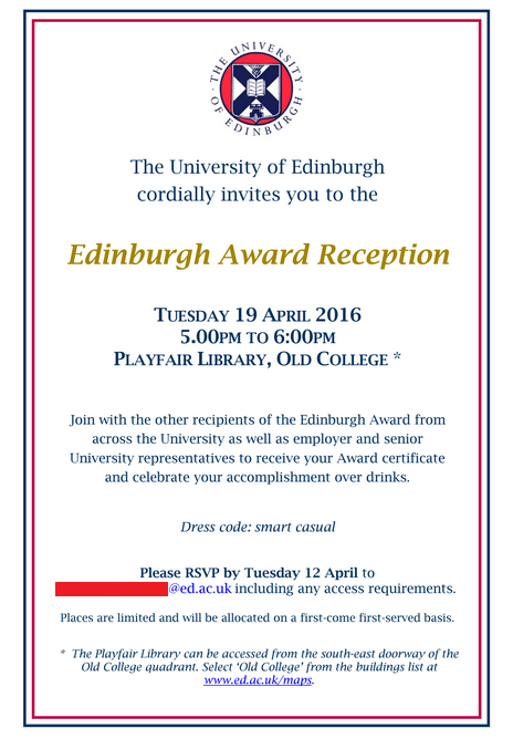 Giovanni Olakunori Edinburgh Award invitation image